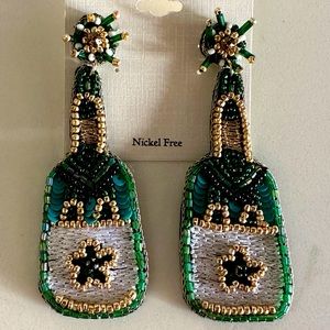 Versona Green Champagne Bottle Earrings